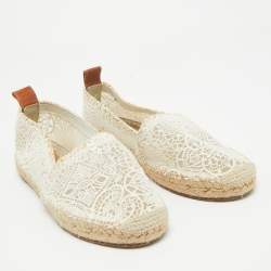 Pre Owned Chloe White Lace Espadrille Flats Size 38