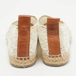 Pre Owned Chloe White Lace Espadrille Flats Size 38