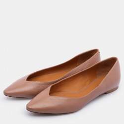 Chloe Beige Leather Pointed Toe Ballet Flats 35
