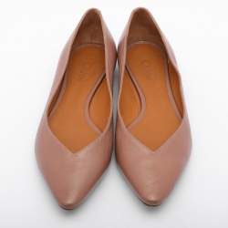 Chloe Beige Leather Pointed Toe Ballet Flats 35