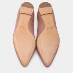 Chloe Beige Leather Pointed Toe Ballet Flats 35