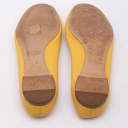 Pre Owned Chloe Yellow Leather Scalloped Ballet Flats Size 35