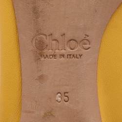 Pre Owned Chloe Yellow Leather Scalloped Ballet Flats Size 35