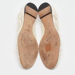 Pre Owned Chloe Cream Lace Ballet Flats Size 37