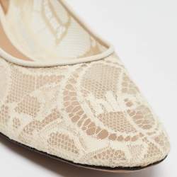 Pre Owned Chloe Cream Lace Ballet Flats Size 37