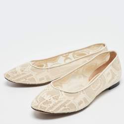 Pre Owned Chloe Cream Lace Ballet Flats Size 37