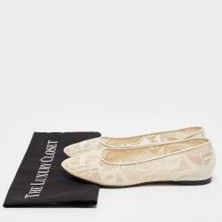 Pre Owned Chloe Cream Lace Ballet Flats Size 37