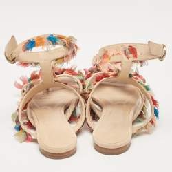 Chloe Multicolor Suede and Silk Tassel Liz Flat Sandals Size 36