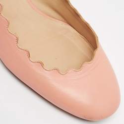 Pre Owned Chloe Pink Leather Laurena Scalloped Block Heel Pumps Size 37