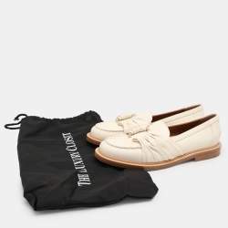 Chloe Cream Leather C Logo Slip On Loafers Size 38.5