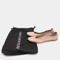 Chloe Beige Leather Lauren Scalloped Ballet Flats Size 35