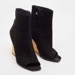 Chloe Black Suede Wedge Ankle Length Boots Size 38