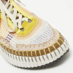 Chloe Multicolor Knit Fabric and Suede Nama Sneakers Size 39