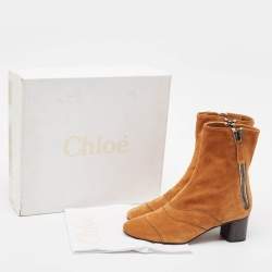 Chloe Brown Suede Ankle Boots Size 37.5