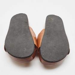 Pre Owned Chloe Brown Leather Buckle Wedge Sandals Size 38