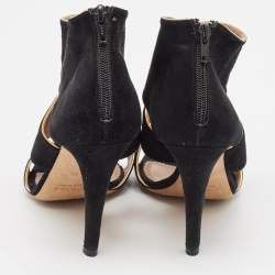 Chloe Black Suede Bow Detail Cut Out Sandals Size 41