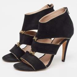 Chloe Black Suede Bow Detail Cut Out Sandals Size 41