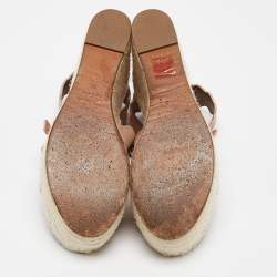 Chloe Beige Suede Laurena Scalloped Wedge Sandals Size 37