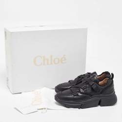 Chloe Black Leather Sonnie Buckle Strap Sneakers Size 39