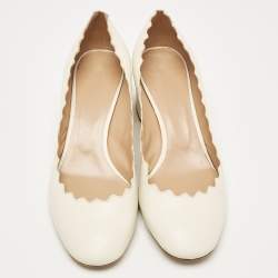 Pre Owned حذاء كعب عالي كلوي لورين جلد أسود متعرج بكعب مربع سميك مقاس 38.5