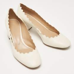 Pre Owned حذاء كعب عالي كلوي لورين جلد أسود متعرج بكعب مربع سميك مقاس 38.5