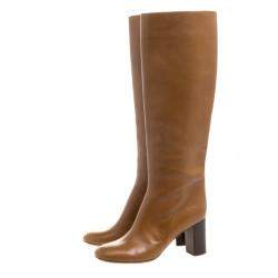 Pre Owned Chloe Brown Leather Knee High Boots Size 38