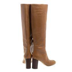Pre Owned Chloe Brown Leather Knee High Boots Size 38