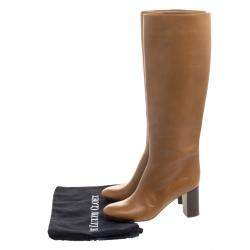 Pre Owned Chloe Brown Leather Knee High Boots Size 38