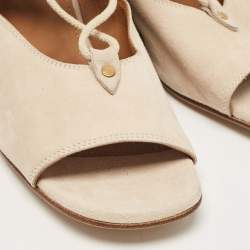 Chloe Beige Suede Lace Up Wedge Sandals Size 40