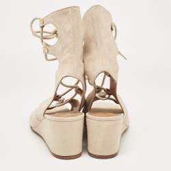 Chloe Beige Suede Lace Up Wedge Sandals Size 40