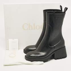 Pre Owned Chloe Black Rubber Betty Rain Boots Size 41