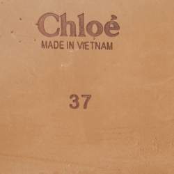 Pre Owned Chloe Multicolor Canvas Woody Flat Sandals Size 37