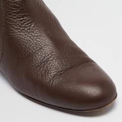 Pre Owned Chloe Dark Brown Leather Knee Length Boots Size 41