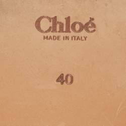 Chloe Brown Logo Canvas Woody Flat Slides Size 40