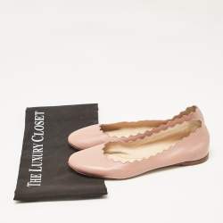Chloe Pink Scalloped Leather Lauren Ballet Flats Size 36.5