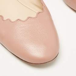 Chloe Pink Scalloped Leather Lauren Ballet Flats Size 36.5
