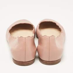 Chloe Pink Scalloped Leather Lauren Ballet Flats Size 36.5