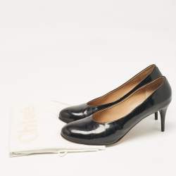 Chloe Black Leather Round Toe Pumps Size 41
