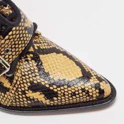 Chloe Black/Brown Python Embossed Leather Rylee Ankle Length Boots Size 36