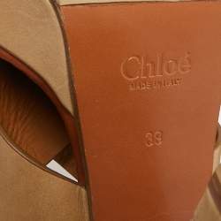 Chloe Beige Leather Platform Ankle Strap Sandals Size 39