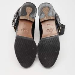 Chloe Black Leather Buckle Detail Ankle Boots Size 38.5