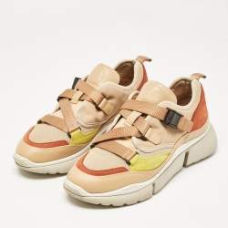 Chloe Multicolor Mesh and Suede Sonnie Sneakers Size 38
