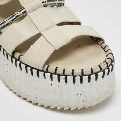 Chloe Cream/Black Canvas Lilli Ankle Strap Sandals Size 37