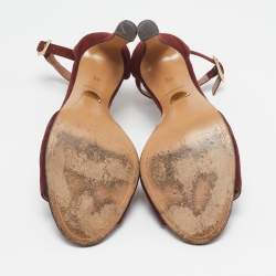 Chloe Burgundy Suede Ankle Strap Sandals Size 38
