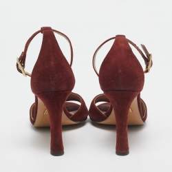 Chloe Burgundy Suede Ankle Strap Sandals Size 38