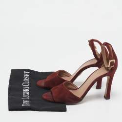 Chloe Burgundy Suede Ankle Strap Sandals Size 38
