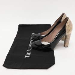 Chloe Black/Beige Patent Leather and Snakeskin Leather Pumps Size 39