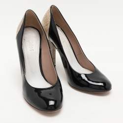 Chloe Black/Beige Patent Leather and Snakeskin Leather Pumps Size 39