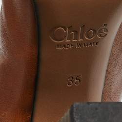 Chloe Brown Leather Mid Calf Boots Size 35