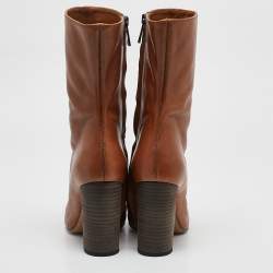 Chloe Brown Leather Mid Calf Boots Size 35